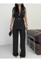 Stylish Vest-Pants Suit with Patterned Shoulders and Fular Detail, Loose-Fitted Legs - 6
