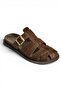Y596549502 Brown Suede Buckle-Closed Front Women's Slippers - 6