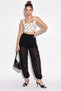 Women's Black Shorts Lined Elastic Waist Chiffon Shalwar 1025 60286207 - 3