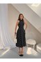 Premium Polka Dot Halter Neck Midi Dress Stylish and Elegant Design