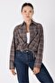Women's Brown Plaid Lumberjack Shirt Regular Fit - 5
