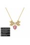 Gift Bowknot Design Heart Stone 316L Steel Gold Color Women's Necklace