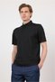 Black Italian Collar Short Sleeve Pocketless Comfort Fit Flexible T-Shirt 1011260156