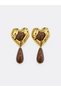 Roman Heart Form Stone Detailed Earrings I Mev'Art Collection