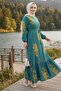 Noyra Patterned Viscose Dress 1722 - Green - 3