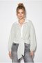 Women's White Green Striped Oversize Shirt with Tie Detail 2219 60286205 - 2
