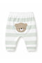 Baby Green Striped Teddy Bear Embroidered Pants