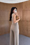 Beige Striped Vest Pants Set - 8430 - 3