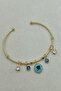 Gold Color Women's Bracelet with Blue Stone Evil Eye Charm - Adjustable - 5