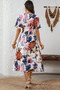 New Season Women's Short-Sleeved Double-Breasted Collar Side Lace-Up Patterned Single Jersey Midi Holiday Dress - 7