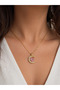 Letter C Heart Stone Pendant Gift 316L Steel Gold Color Women's Necklace - 2
