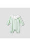 Solid Romper with Sailor Collar and Bow Accent - 2