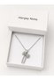 Gift Bowknot Figured 316L Steel Zircon Stone Women's Necklace 60cm - 3