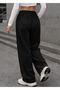 Women's Black Gabardine Washed Linen Trousers with Pockets - 4