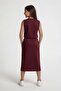 Burgundy Zero-Sleeve Crop Top and Slit Detailed Skirt Set for Girls 24006 - 5