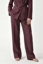Burgundy Linen Blend Women's Trousers - 3