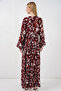 Women's Patterned Long Hijab Dress 2585 - Z.Burgundy - 6