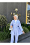 Blue Striped New Season Flounce Crepe Set