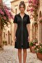 Women's Short Sleeve Double Zipper Mini Modal Dress - 4