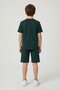 Green Airplane Printed Text T-Shirt and Boy's Shorts 2-Piece Set 23921 - 6