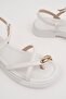 White Black Gold Ring Detailed Casual Sandals - 4