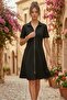 Women's Short Sleeve Double Zipper Mini Modal Dress - 7