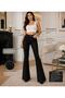 Jet Black Spanish Flare Pants That Wrap Your Body Shape with Lycra Jeans
