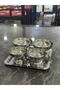 Stainless Steel 4-Piece Pedestal Bowl Set + 1 Tray – Luxury Tray Serving Set - Breakfast Jam Set - 3