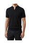 Italian Style Slim Fit Men's Polo V-Neck Short-Sleeved Knitwear T-Shirt Black T20045-01