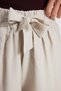 Women's Standard Fit Regular Cut Belted Elastic Waist Linen Look Double Pocket Beige Shorts - 5