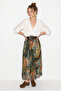 Women's Multi-Colored Shahrazade Pattern Lined Belted Long Skirt 7260 60286150 - 5