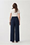 Navy Blue-Iron Mark Detail Palazzo Trousers - 3