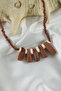Silvery Natural Stone Necklace with Fishbone Details - 3