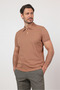 Brown Polo Collar Short Sleeve Pocketless Slim Fit Cotton T-Shirt 1011260154 - 4