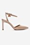 THALIA Beige Patent Leather Pointed-Toe Charm Women's Stiletto Heels - 4