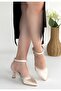 Mejja Beige Satin Heeled Shoes - 2