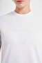 Women's Short Sleeve Design Tshirt with Brand Logo Printed on the Front - 4