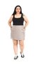 Plus Size Stone Color Shorts Skirt with Front Button Detail