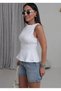 Women's Sleeveless Peplum Blouse with Flounce Detail - 5