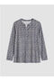 Blue Collar Patterned Blouse - 2