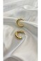 Women's Gold Color Layered Half Hoop Earrings - 3