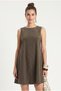 Women's Cody Soft Nubuck Cupra Woven Bell Cut Sleeveless Casual Khaki Short Dress - 4