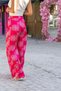 Women's Fuchsia Elastic Waist, Wide Leg Satin Casual Bohemian Authentic Trousers 3243253 - 2