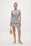 Women's Lavinia Elastic Waist Checkered Ruffled Blue Woven Short Dress