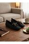 Black Blunt Toe Women's Knitwear Ballerina 386-K4004