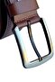 Brown Genuine Leather Solid Color Stitched Model 4 Cm. Wide Sports Belt // 409-28 - 5