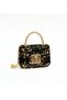 Mini Girls' Festive, Daily, Stylish Shoulder Bag with Pearl Handle and Shiny Sequin Chain Strap