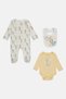 Baby Toddlers Girl 3 Pieces Graphic Print Long Sleeve Rompers With Bib Set, Multicolor - 4