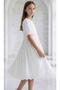 Girl's Short Elastic Sleeves Dress with Double Ribbon at Waist and Cowhide Detail Elb2015 - 4