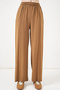 Women's Elastic Waist Wide Leg Pants 30087 - Tan - 2